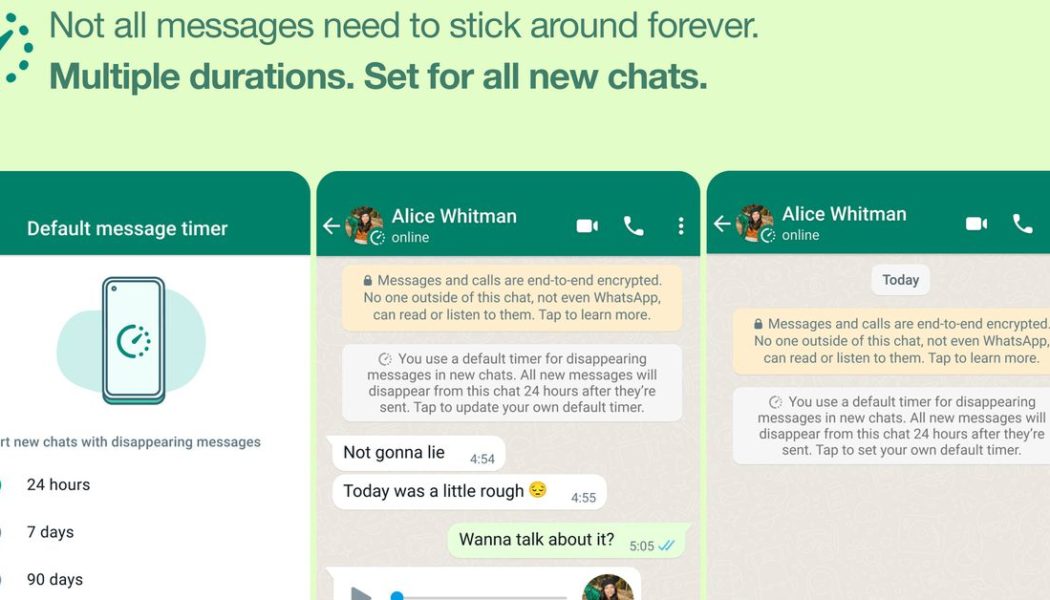 WhatsApp now lets you set all chats to disappear by default