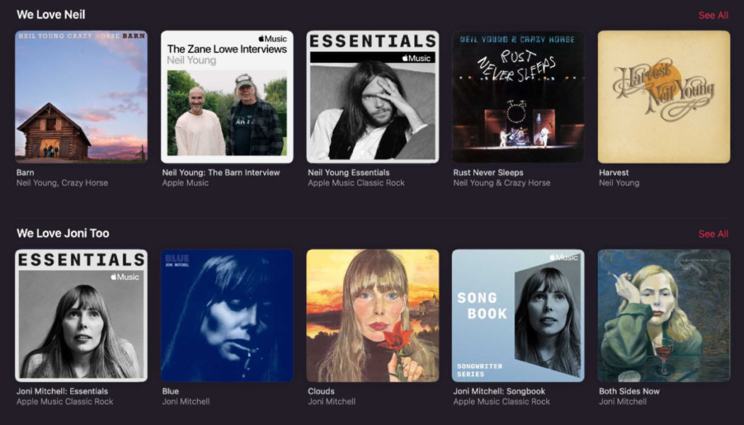 Apple Music Shows ‘Love’ for Joni Mitchell Too After She Asks Spotify to Remove Her Music