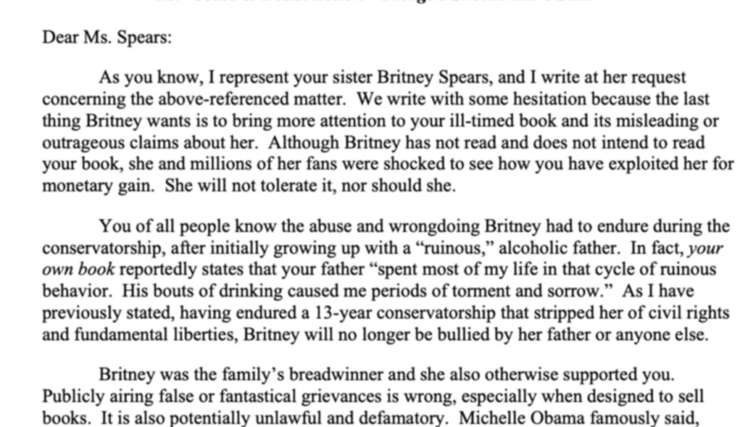 Britney Spears Files Cease-and-Desist Letter Against Jamie Lynn Spears