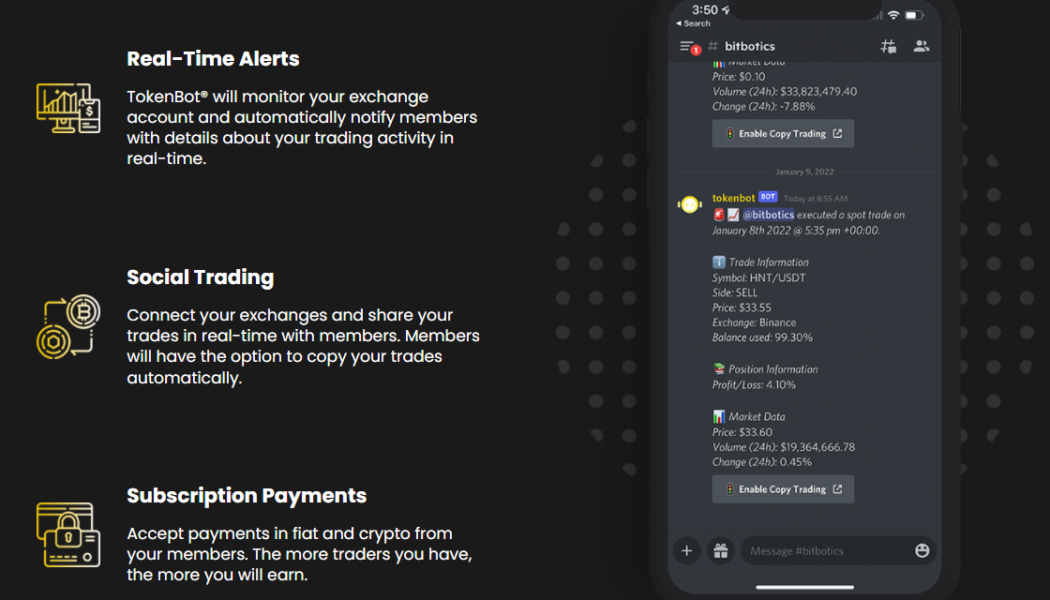 TokenBot helps crypto traders build social communities and monetize market knowledge