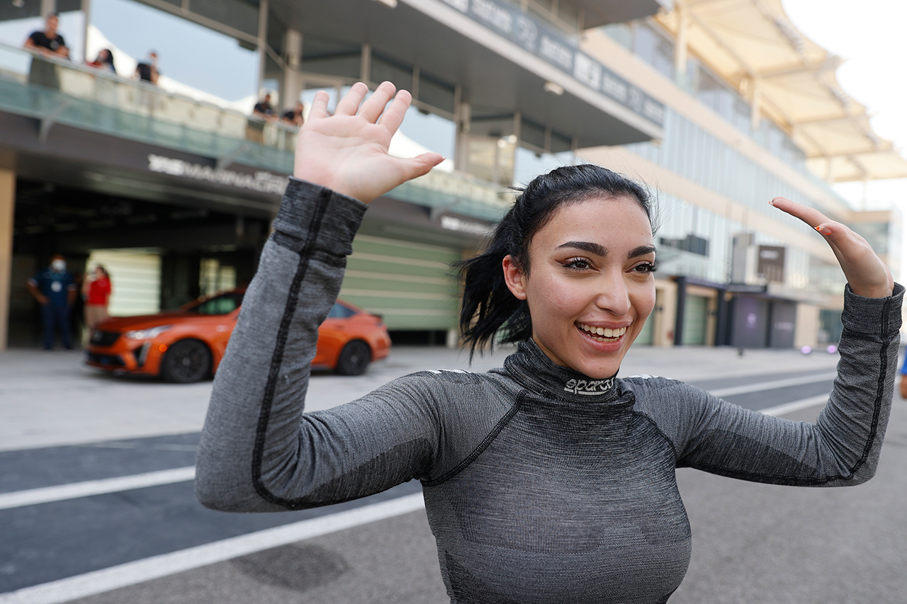 cadillac V-Series Blackwing vehicle performance Amna Al Qubaisi UAW Abu dhabi yas marina circuit CT5 CT4 race formula 1 lewis hamilton