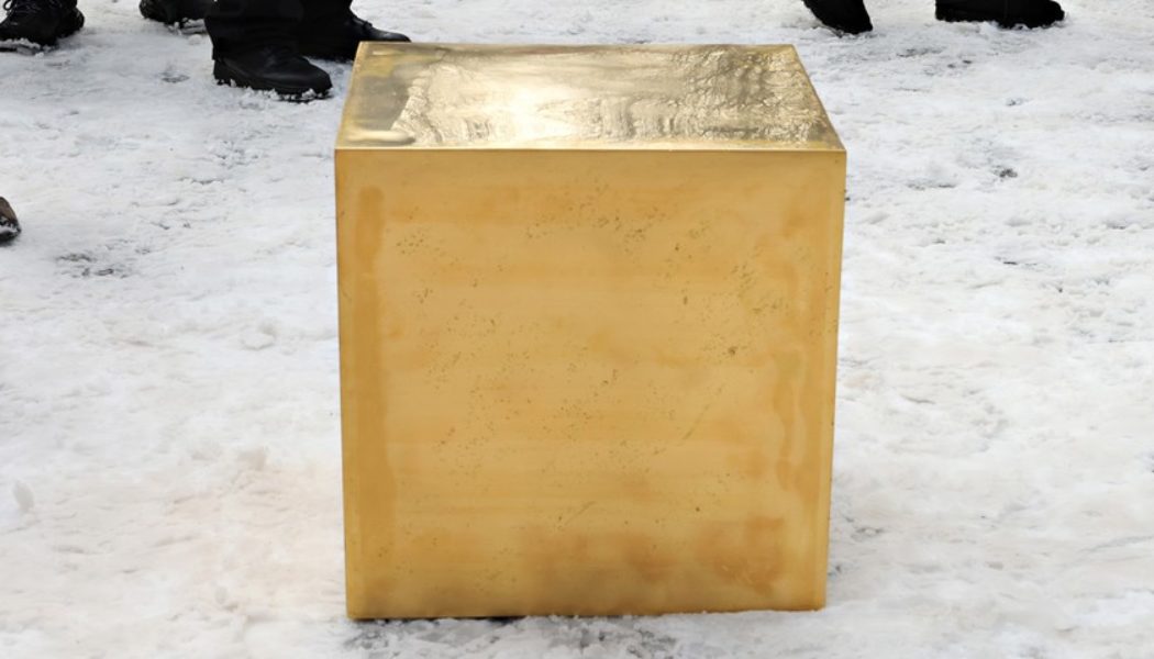 An $11.7 Million USD Gold Cube Was on View in Central Park Today