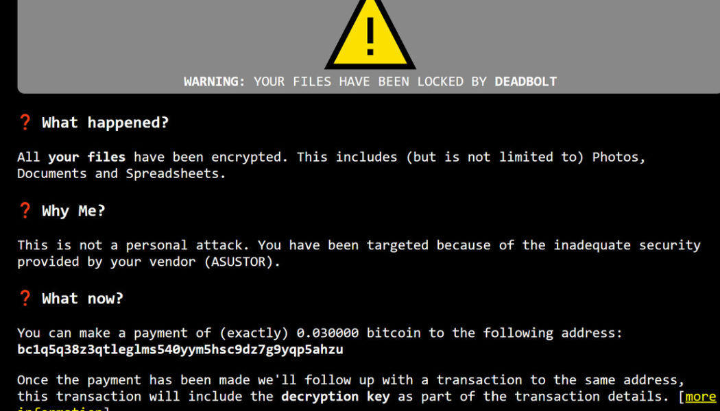 Asustor network storage devices are being hit by a nasty ransomware attack