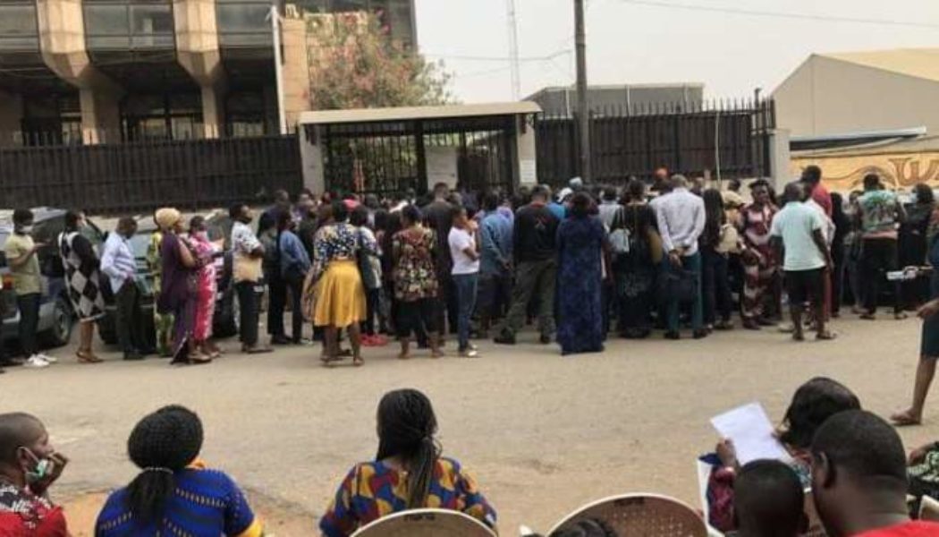 Photo: Queues As UK Embassy Resumes Visa Processing In Lagos