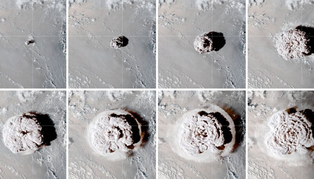 Satellite images show just how ridiculously high the Tonga volcanic plume rose