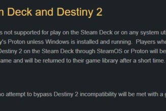 Bungie rejects Steam Deck’s Linux, threatens to ban Destiny 2 players there