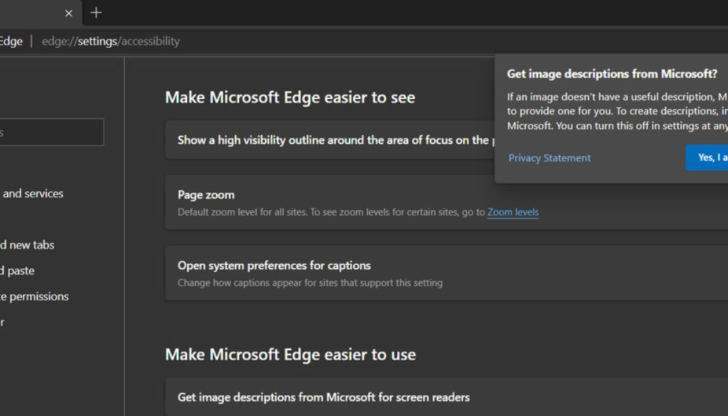 Microsoft Edge now automatically generates image labels for screen readers