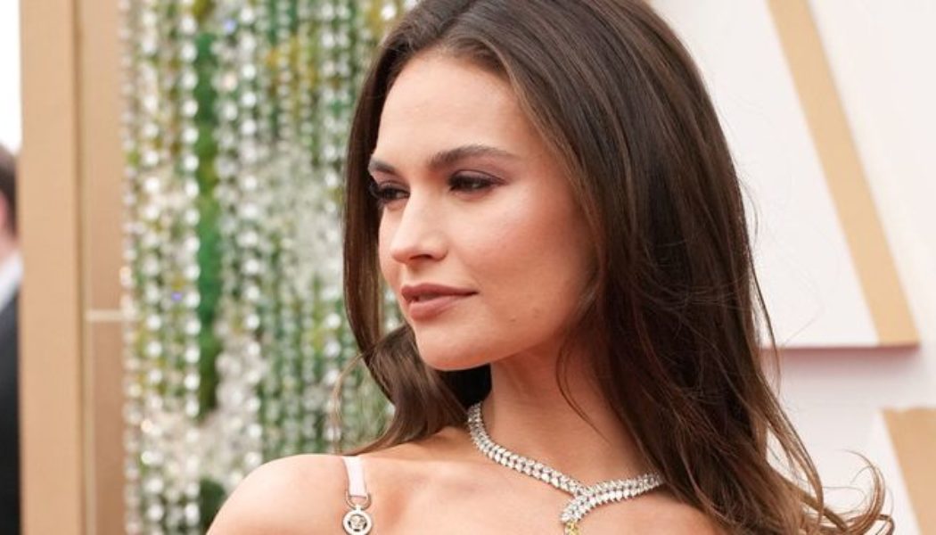 Okay, I Can’t Get Over the Thigh-High Slit in Lily James’s Oscars Dress