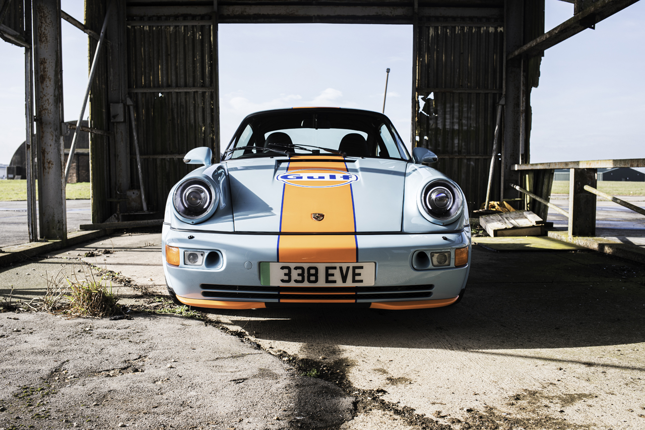 Porsche 911 964 Electric Cars EV Electro-Modding Restored 1990s Classic Everrati Gulf Livery 