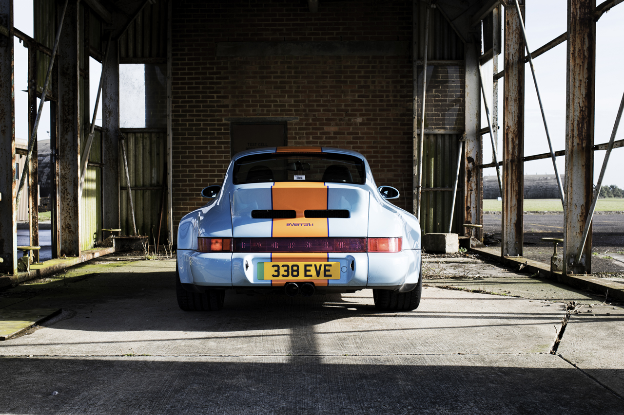 Porsche 911 964 Electric Cars EV Electro-Modding Restored 1990s Classic Everrati Gulf Livery 