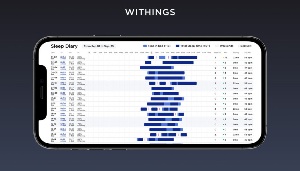 Withings adds new diary feature to its sleep mat