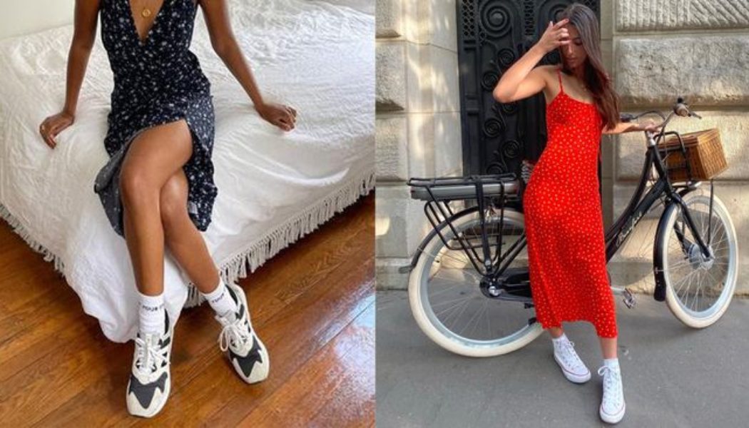 9 Easy Dress-and-Trainer Outfits Fashion People Swear By