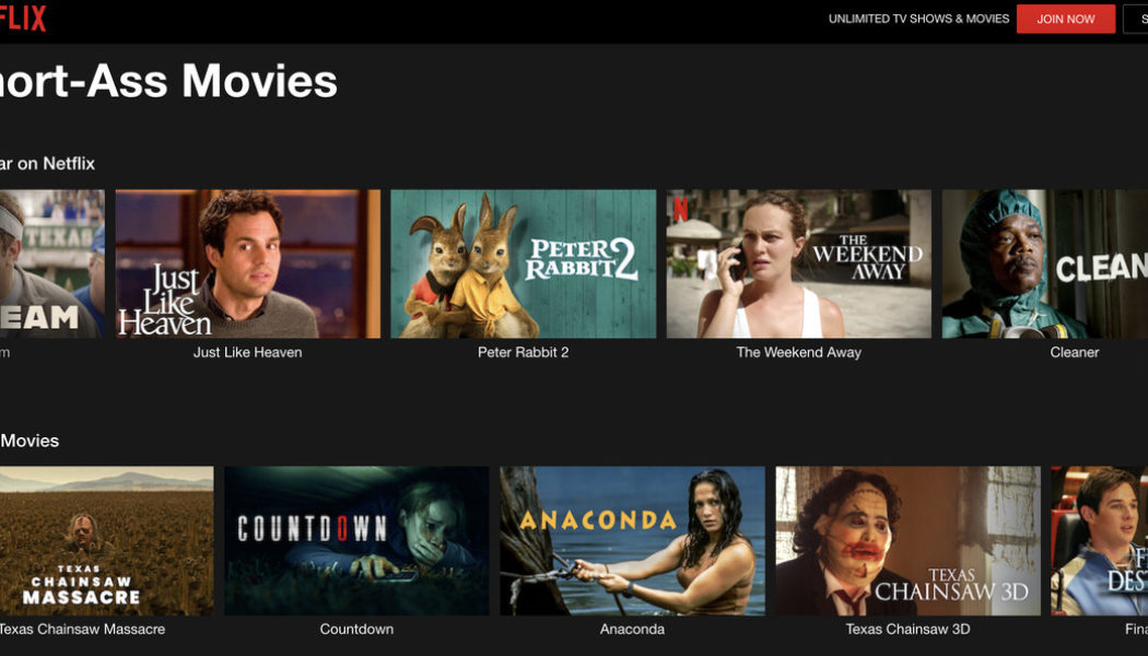 Netflix actually added a short-ass movie category