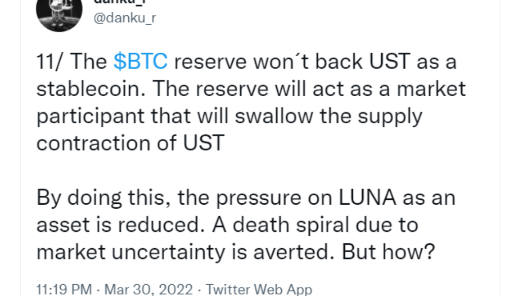 Terra founder reveals what will happen to UST if Bitcoin price crashes