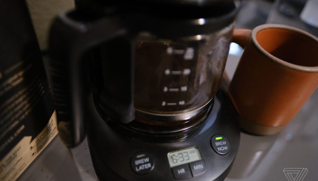 The Mr. Coffee ‘brew now’ button is an escape from sleepiness