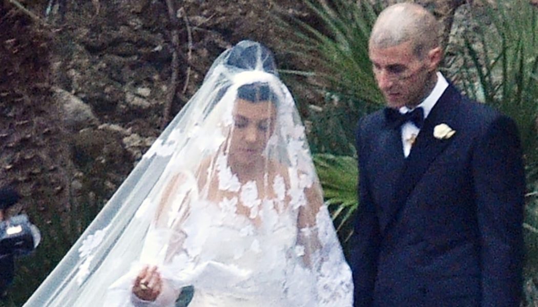 Kourtney Kardashian Wears a Corset Minidress For Her Third Wedding to Travis Barker