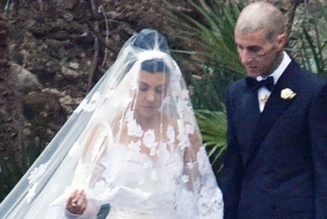 Kourtney Kardashian Wears a Corset Minidress For Her Third Wedding to Travis Barker