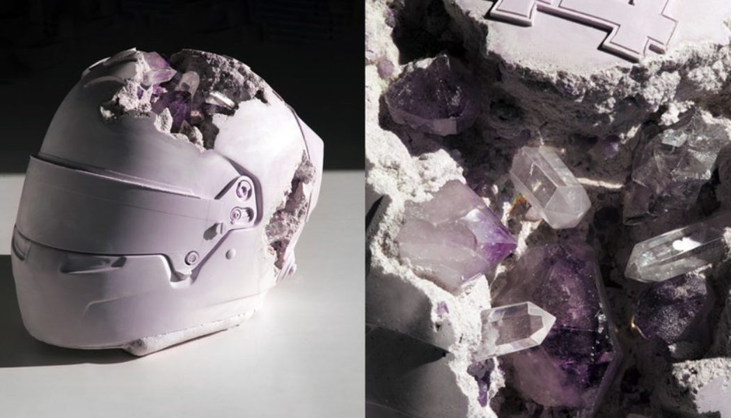 Lewis Hamilton and Daniel Arsham Craft an Eroded Helmet Sculpture Ahead of Monaco Grand Prix