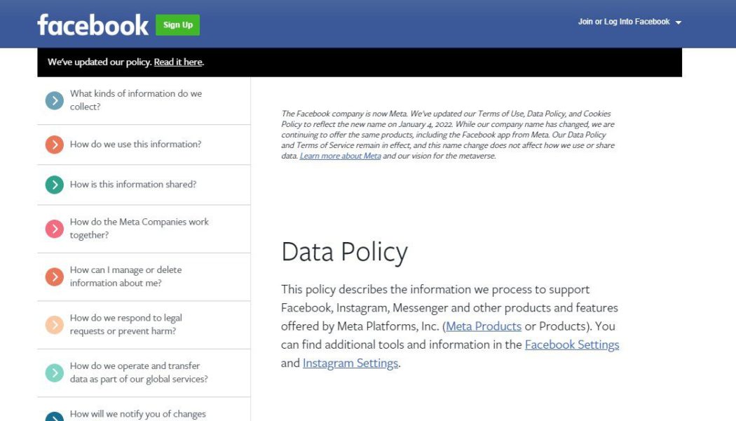 Meta rewrites privacy policy but says it won’t collect data in ‘new ways’