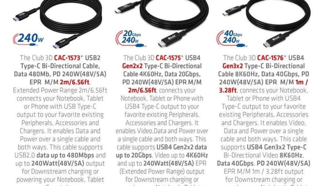 The first 240W USB-C cables just broke cover