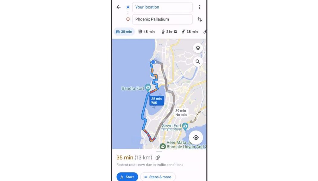 Google Maps now estimates toll charges for your journey