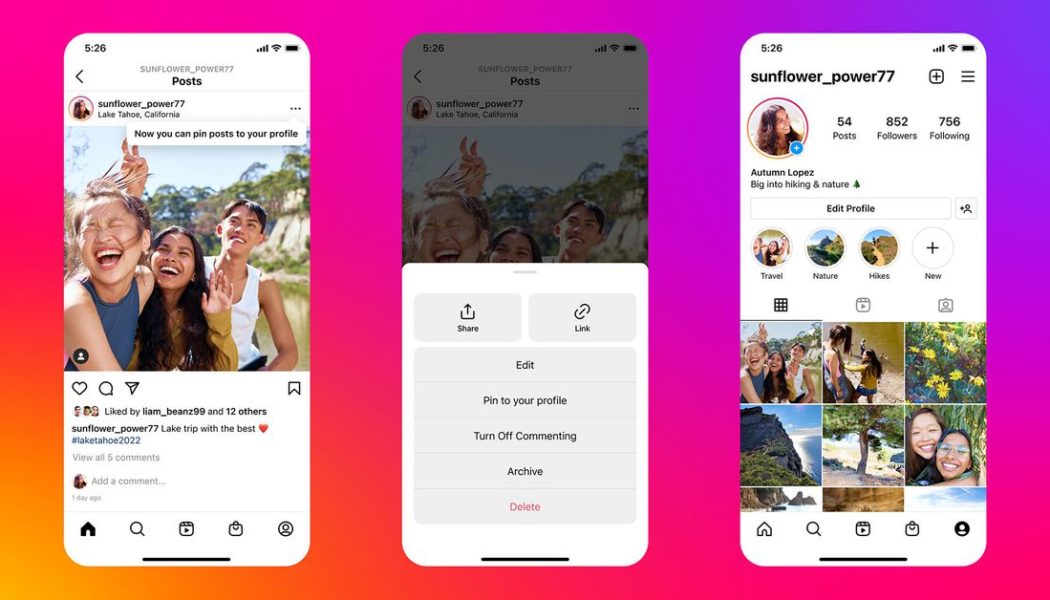 You can now pin three posts or reels to your Instagram profile