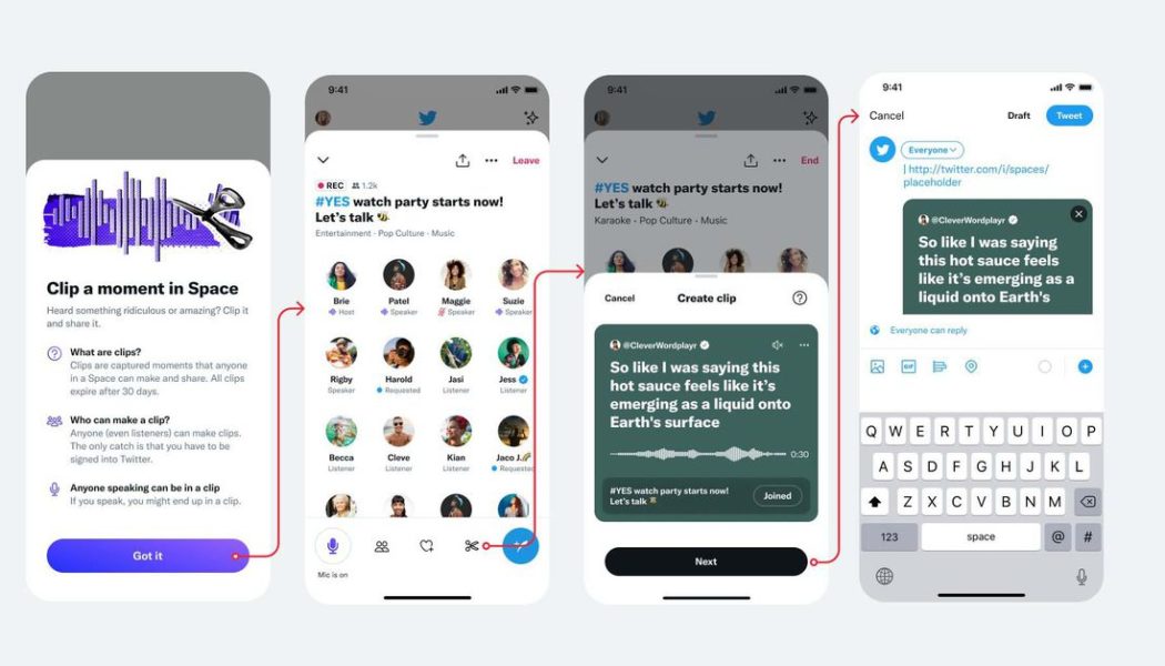 Anyone can now share Twitter Spaces clips on iOS and Android