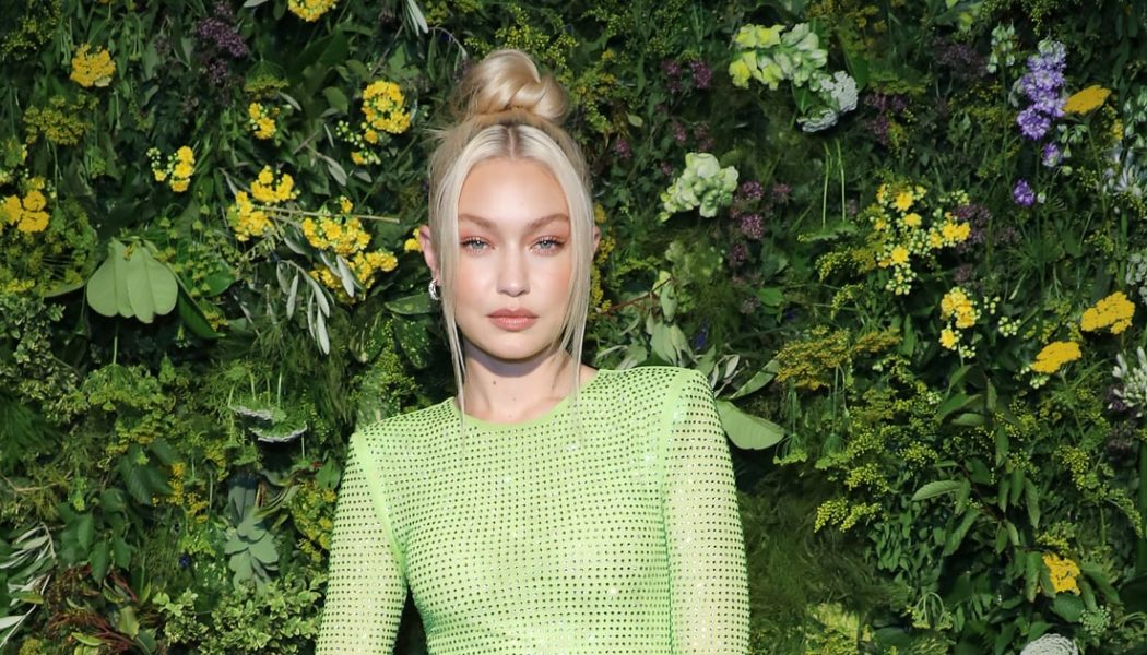 Gigi Hadid Dazzles in Embellished Lime Green Dress