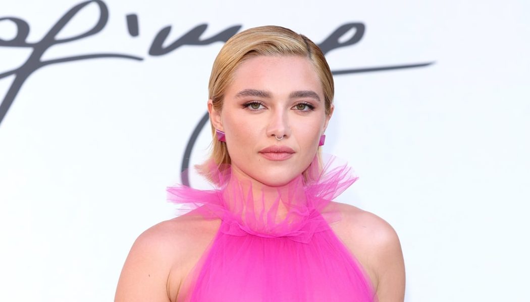 Florence Pugh Gives Barbiecore a Festival Makeover in Sheer Jumpsuit and Flower Crown