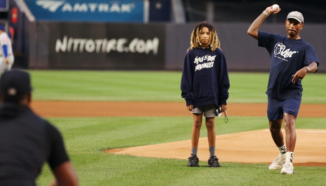 Pharrell Williams Throws First Pitch at New York Yankees Game