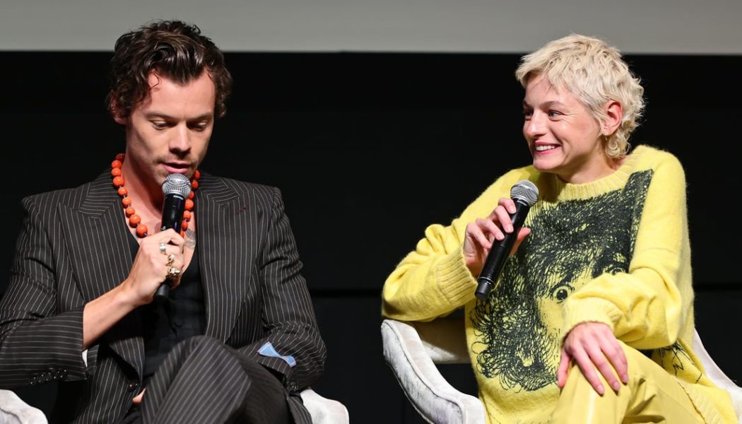 Emma Corrin Wears High-Cut Bodysuit at “My Policeman” Premiere With Harry Styles