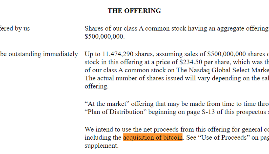 MicroStrategy to reinvest $500M stock sales into Bitcoin: SEC filing