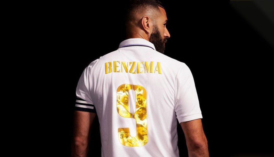 Karim Benzema Celebrates Ballon d’Or Win With a Golden Real Madrid Jersey