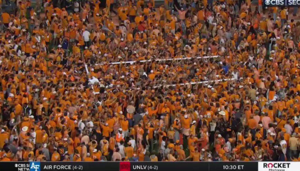 Tennessee football Twitter account asks for donations as Neyland Stadium goalposts end up in river after Alabama win