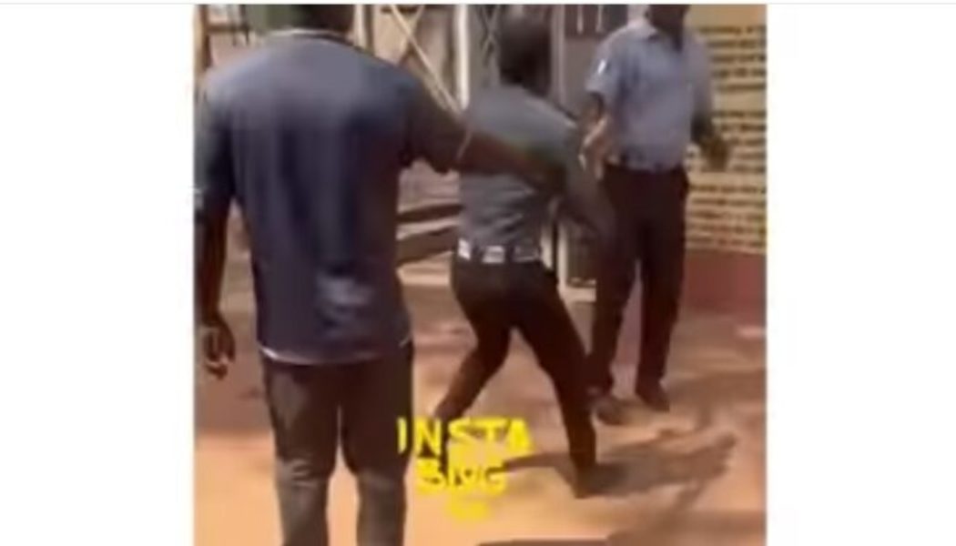 Godfrey Okeye university security guard captured flogging his female colleague