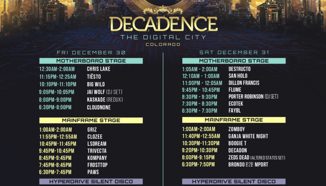 Here Are the Set Times for Decadence NYE 2022