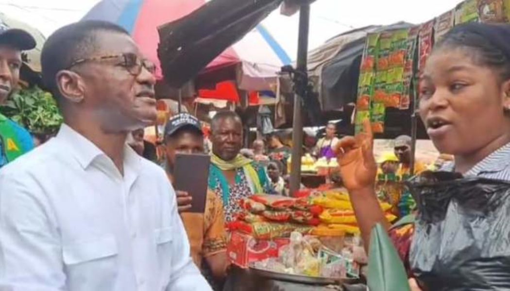 Woman Questions Gov Candidate, Frank Nweke, In Market