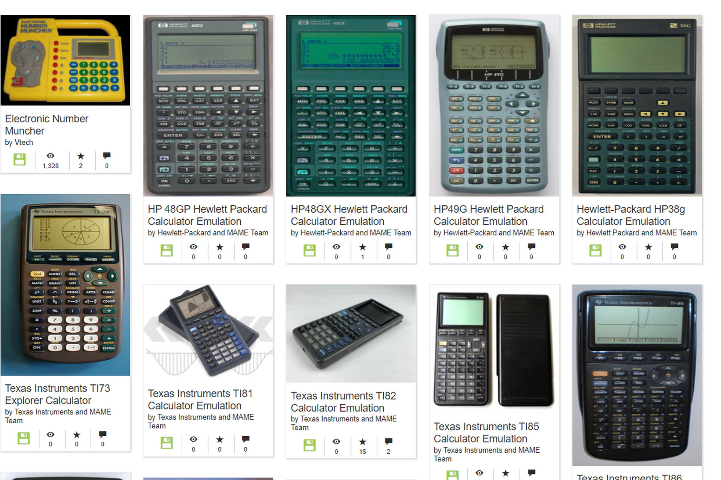 An image showing the Calculator Drawer on Internet Archive