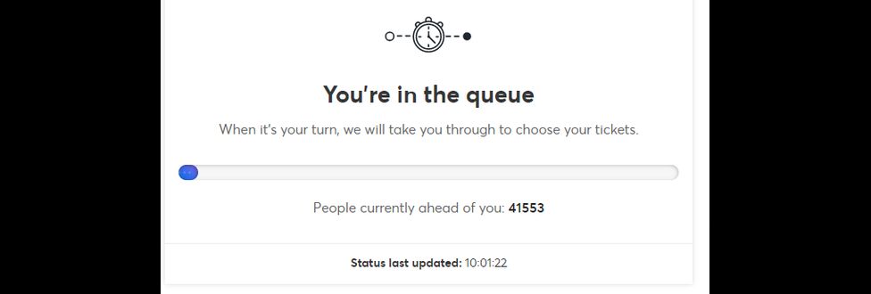 A queue on Ticketmaster