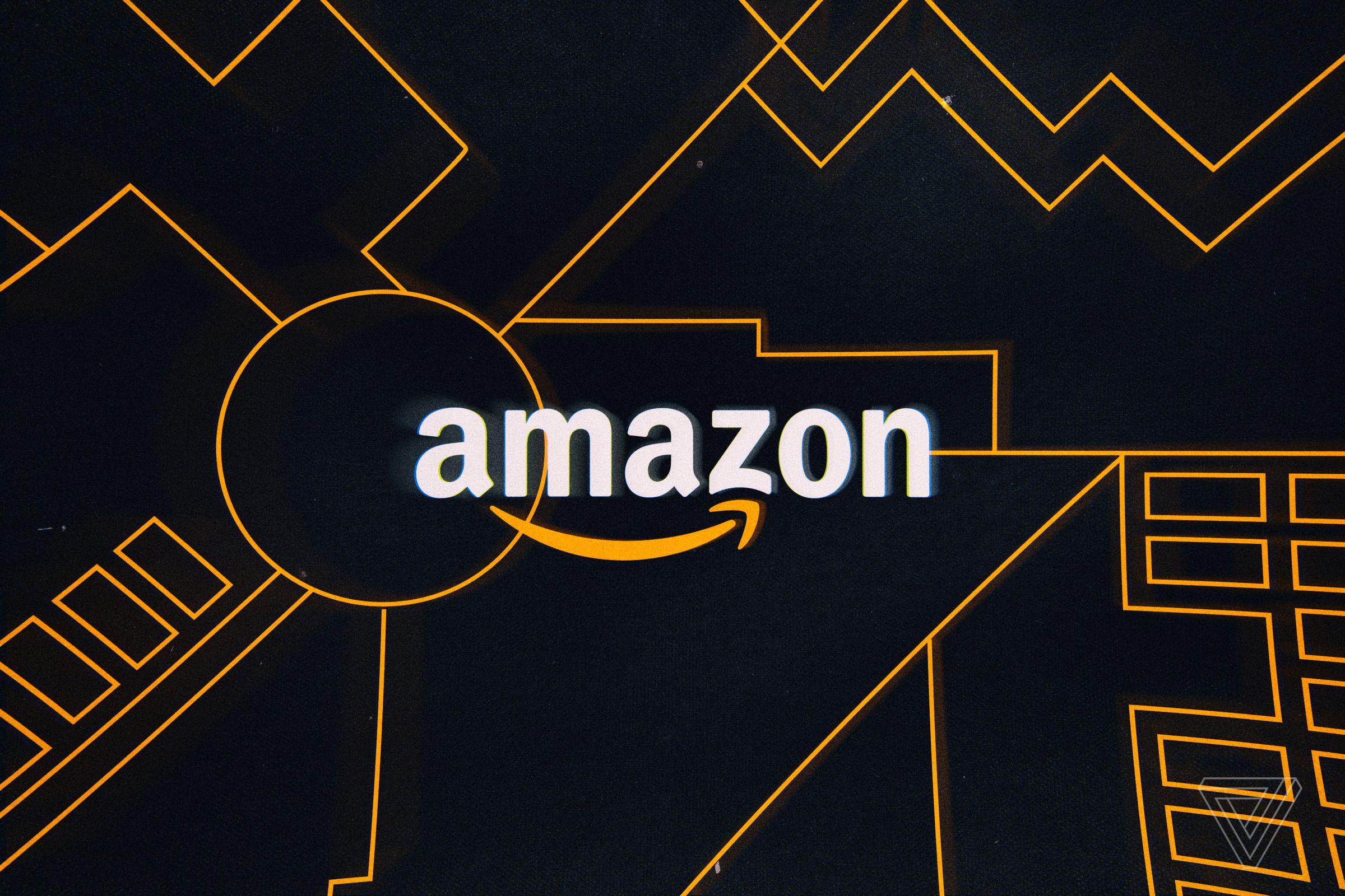 The Amazon logo against a yellow and black background