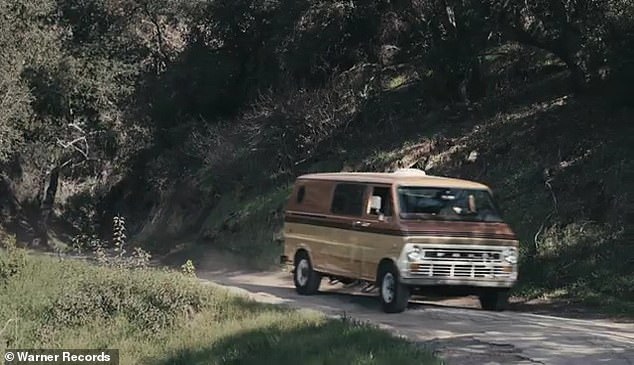 Homage: A 1970s-era van also appears with a film crew inside