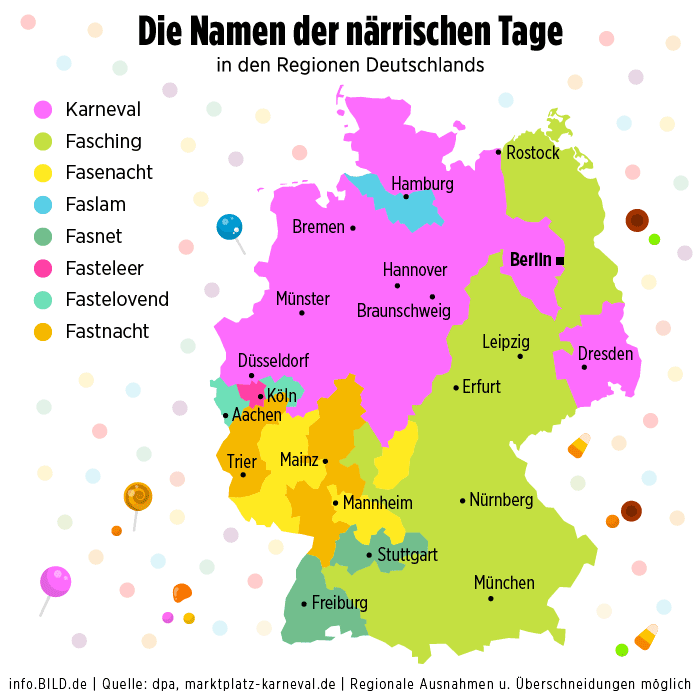 Karneval oder Fasching? So werden die närrischen Tage in Deutschland noch genannt