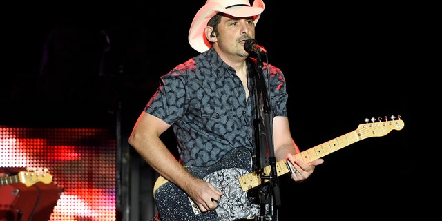 Brad Paisley performs at Ironstone Amphitheatre on August 18, 2022 in Murphys, California. 