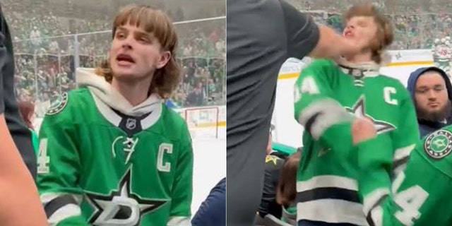 A Dallas Stars fan got punched in the face after talking smack to another fan.