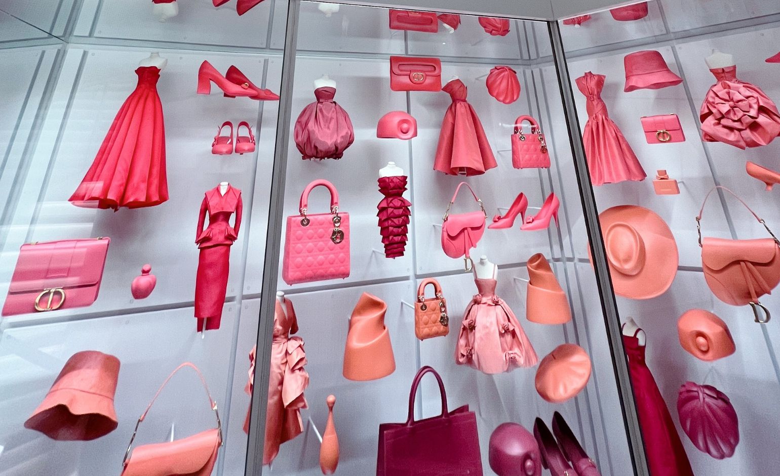 Pink fashion items at La Galerie Dior