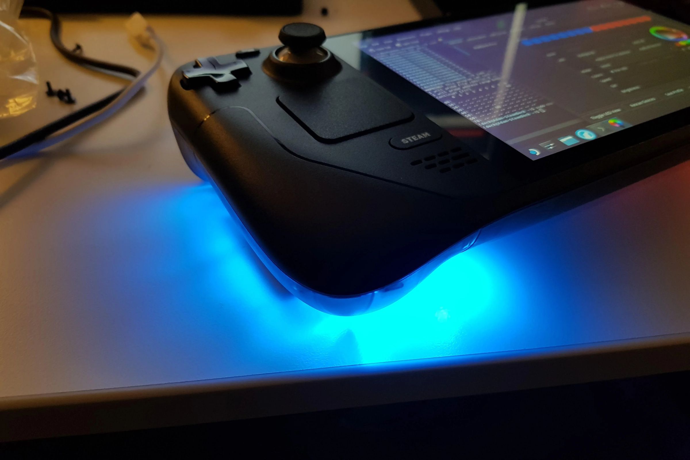 An image showing RGB lighting on the Steam Deck