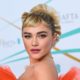 Florence Pugh Matches her Sheer Ruffled Dress to her Spiky Hair at the 2023 BAFTAs