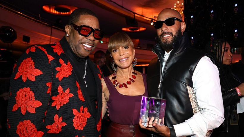 Busta Rhymes, Sylvia Rhone and Swizz Beatz