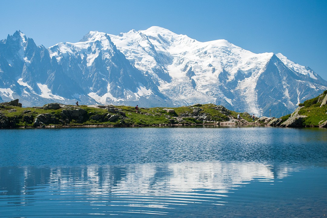 mont blanc above a lake – one of the most dangerous mountains in the world 