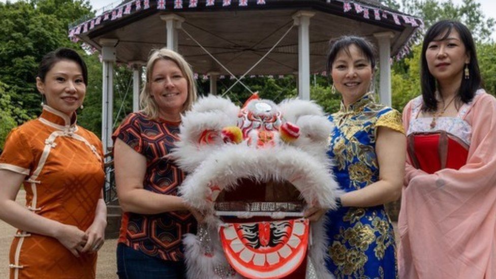 Councillor Carolyn Healy (Second from left) with members from the Chinese Arts and Cultural Centre which is joining Love Telford